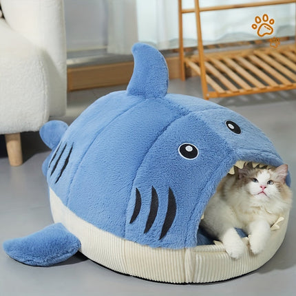 Cozy Shark-Shaped Pet Bed for Cats & Dogs-1
