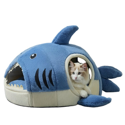 Cozy Shark-Shaped Pet Bed for Cats & Dogs-0