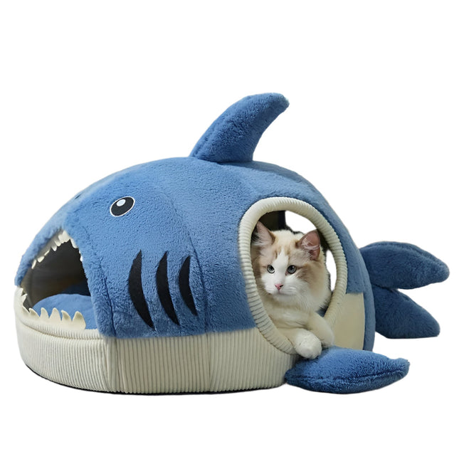 Cozy Shark-Shaped Pet Bed for Cats & Dogs-0